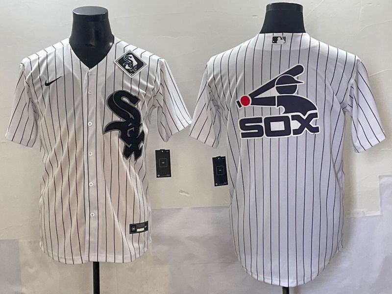 Men 2025 Chicago White Sox Blank White Stripe Game Nike MLB Jersey style 7